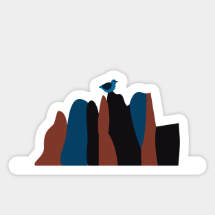 Mountain Bird on Rocks Sticker